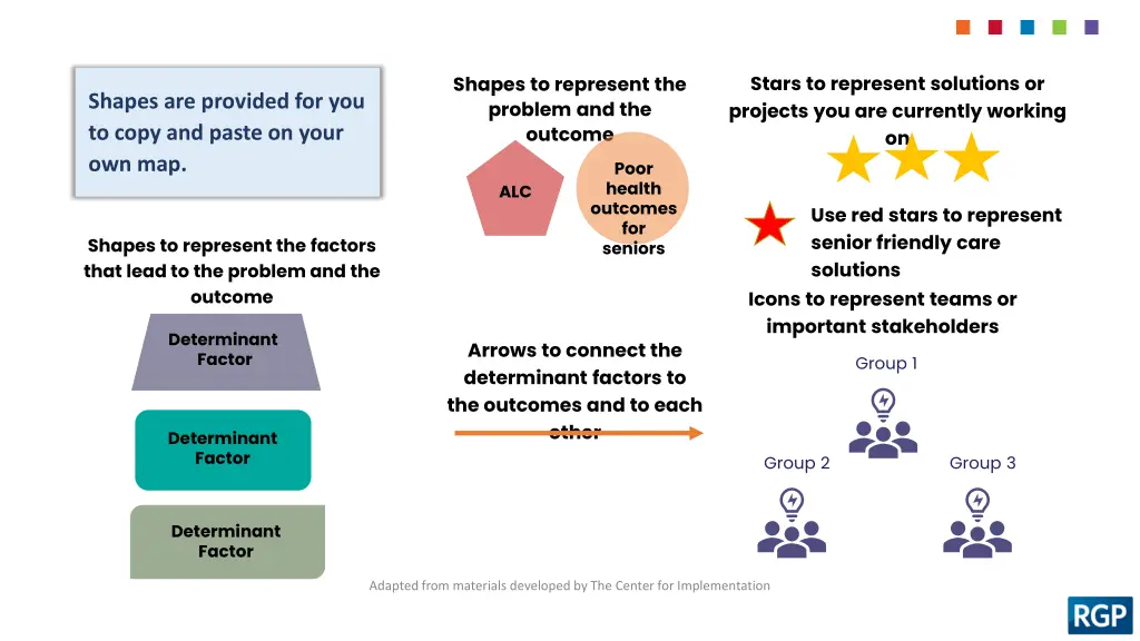 stars to represent solutions or projects