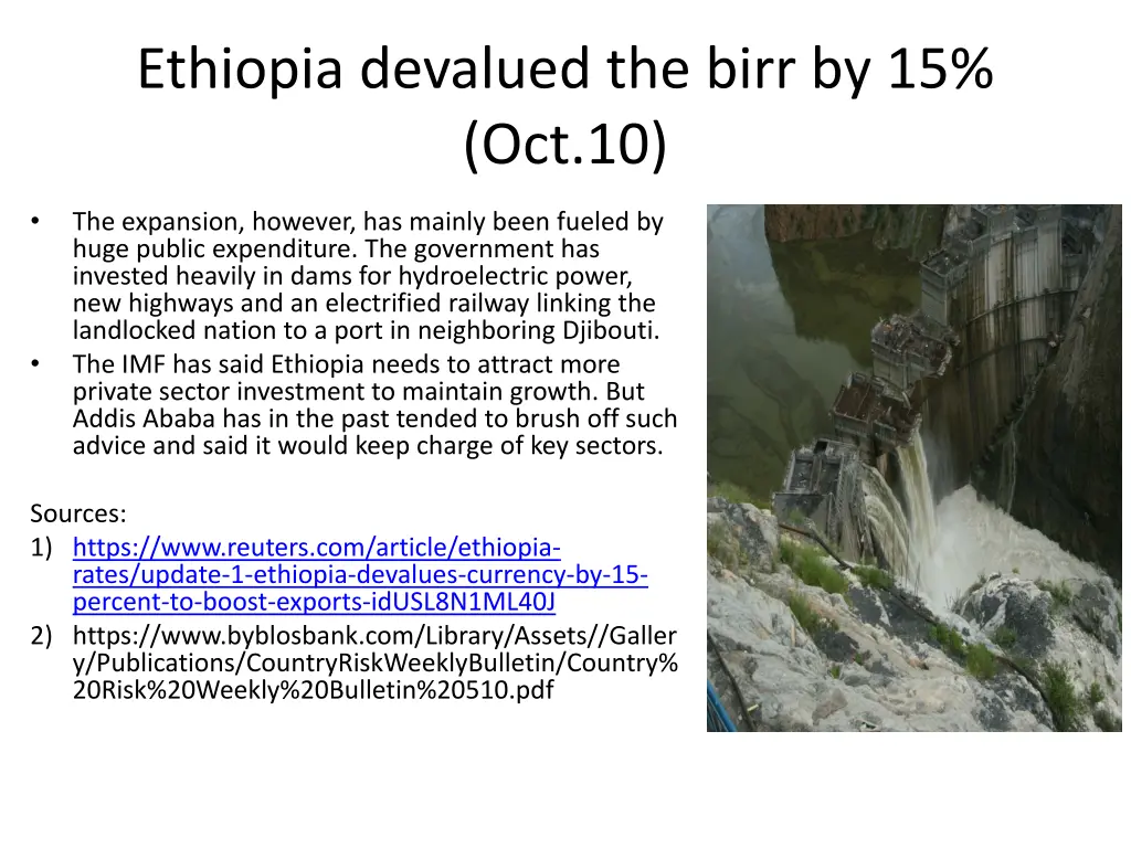 ethiopia devalued the birr by 15 oct 10 2