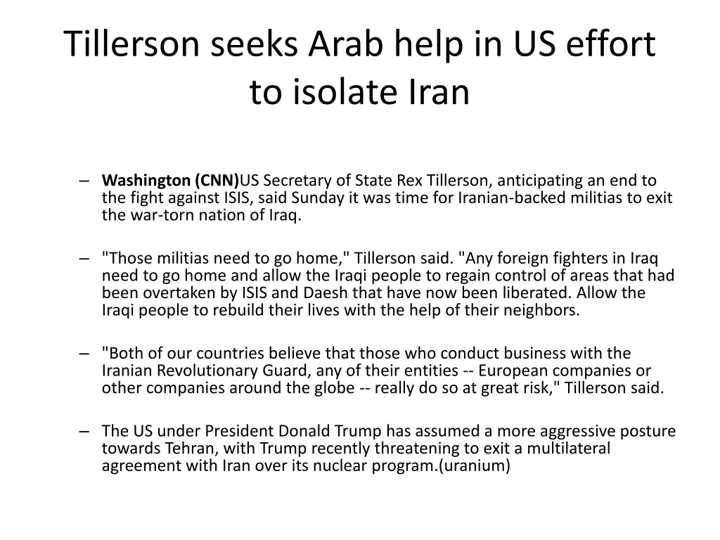 tillerson seeks arab help in us effort to isolate