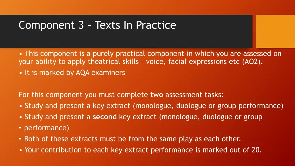 component 3 texts in practice