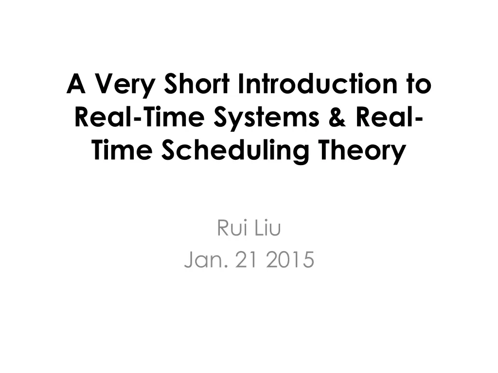 a very short introduction to real time systems