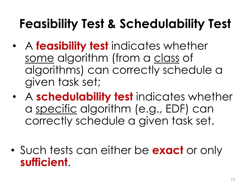 feasibility test schedulability test