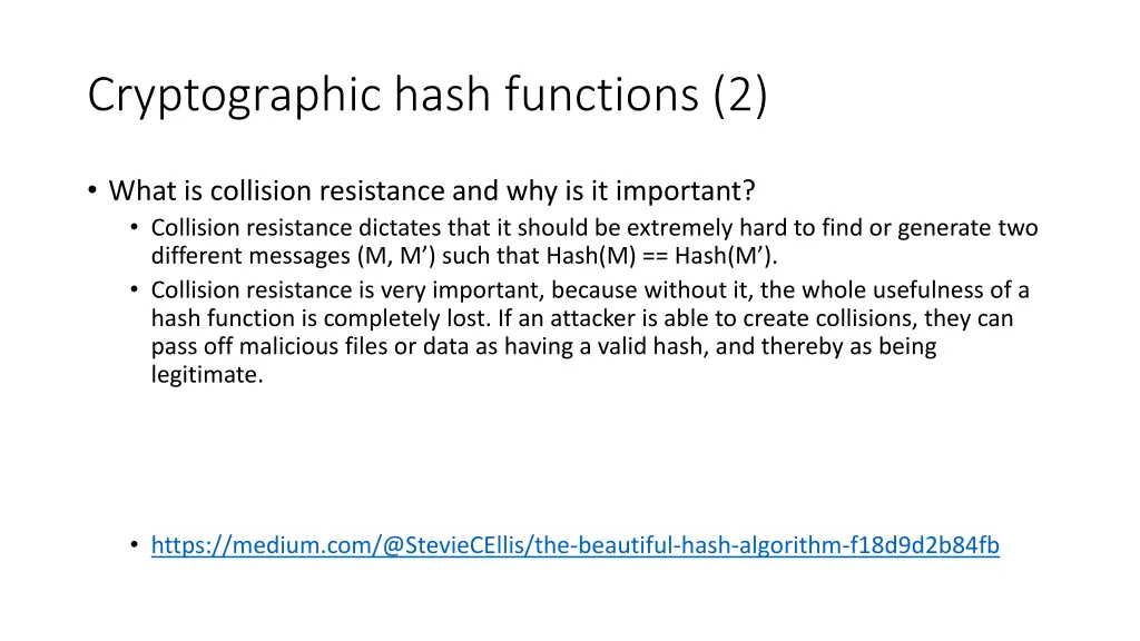 cryptographic hash functions 2