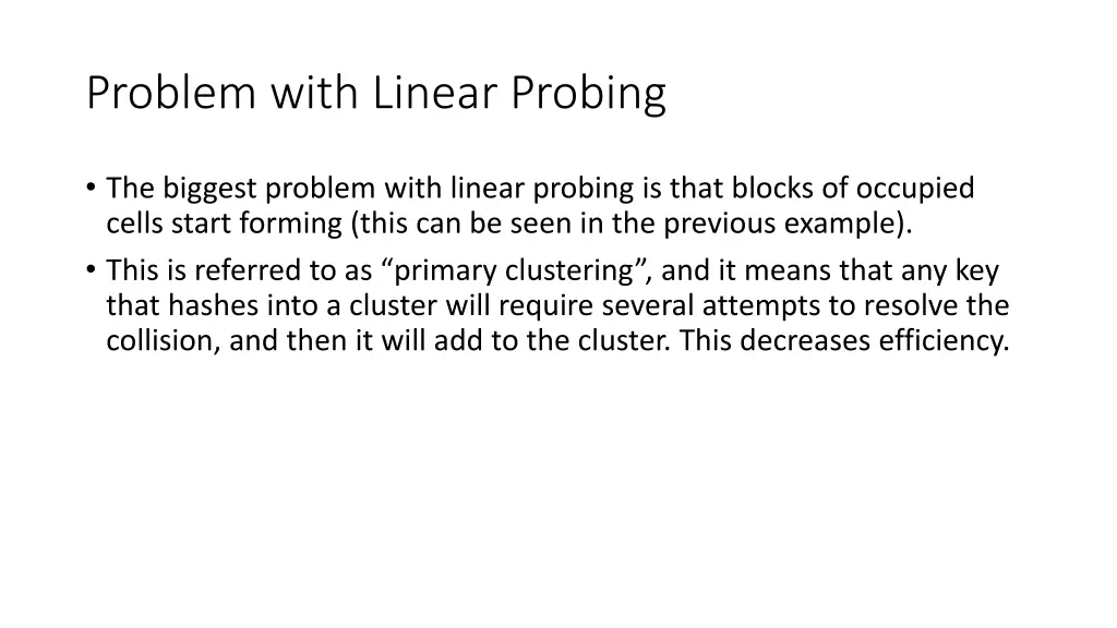 problem with linear probing