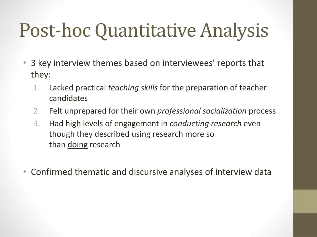 post hoc quantitative analysis