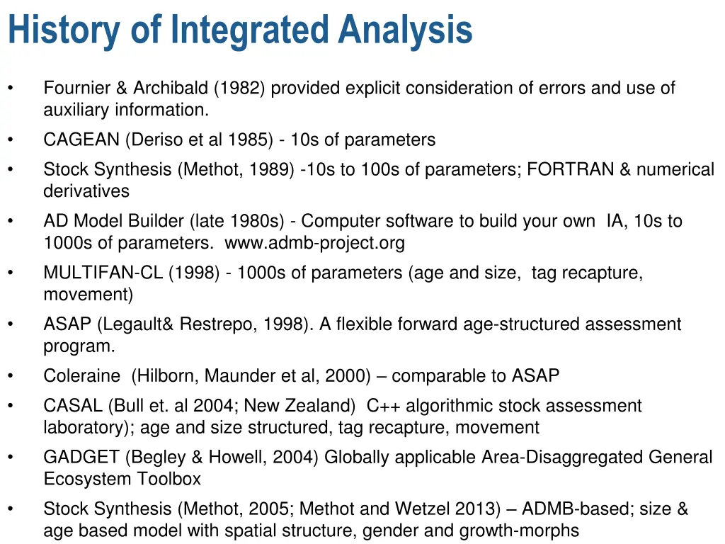 history of integrated analysis