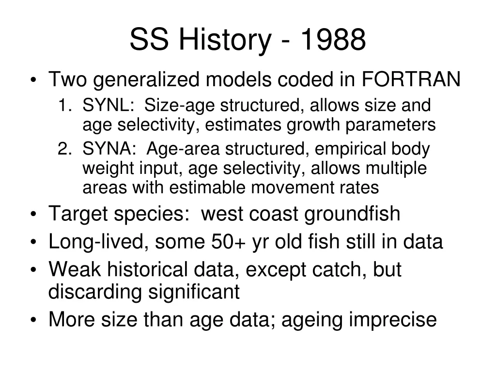 ss history 1988 two generalized models coded