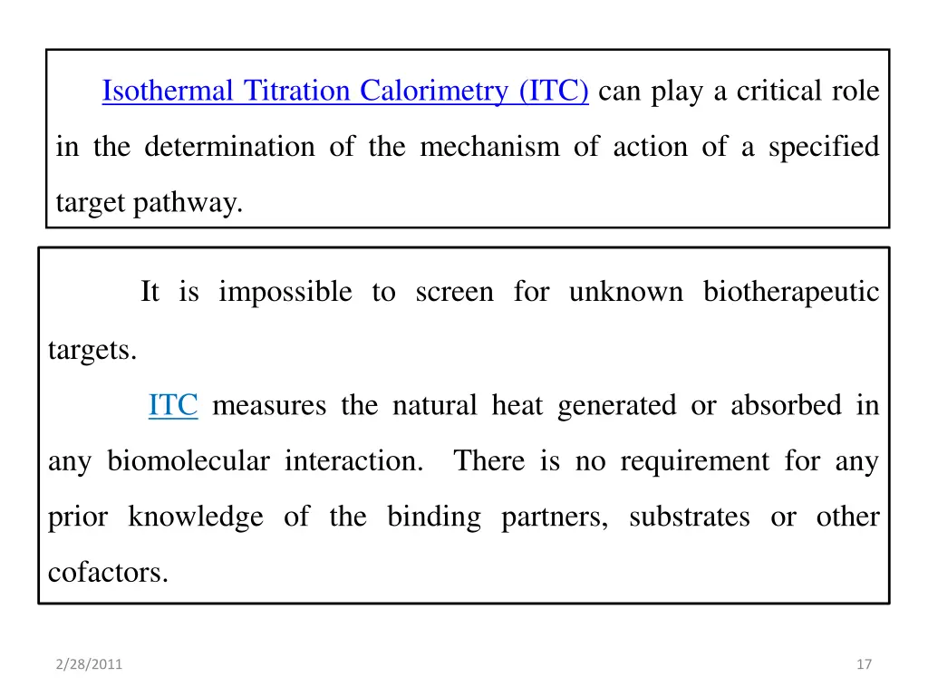 isothermal titration calorimetry itc can play