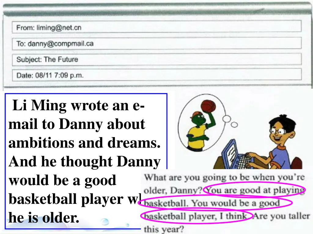 li ming wrote an e mail to danny about ambitions
