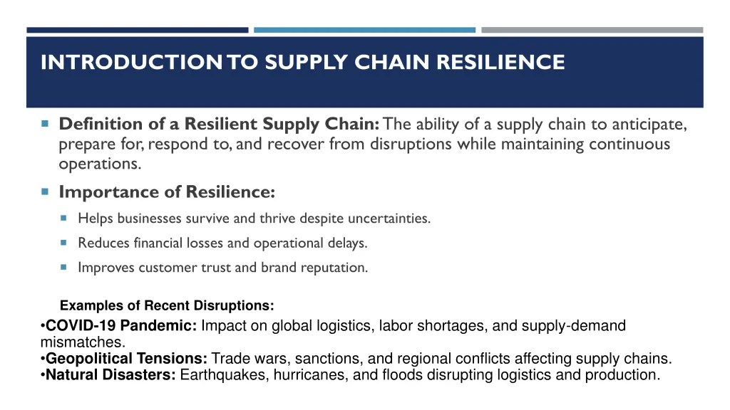 introduction to supply chain resilience