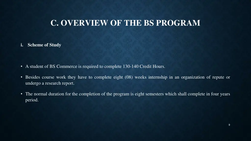 c overview of the bs program 1