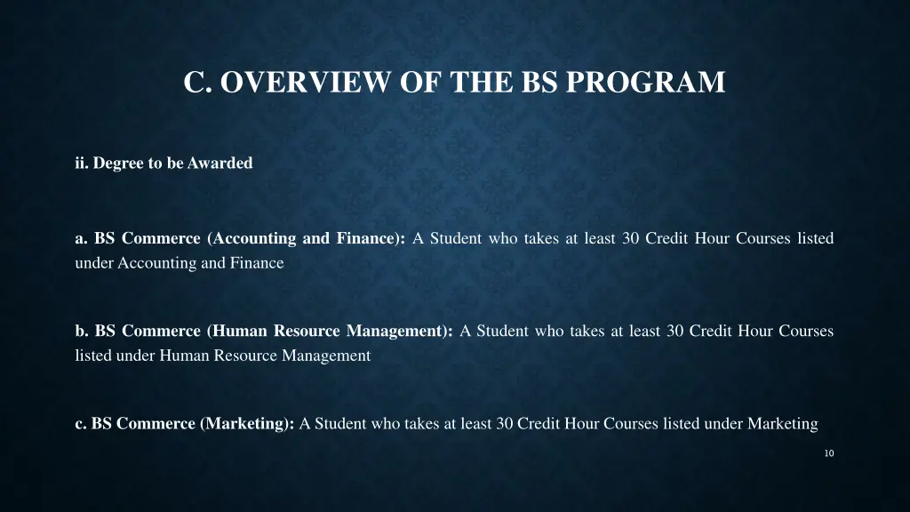c overview of the bs program 2