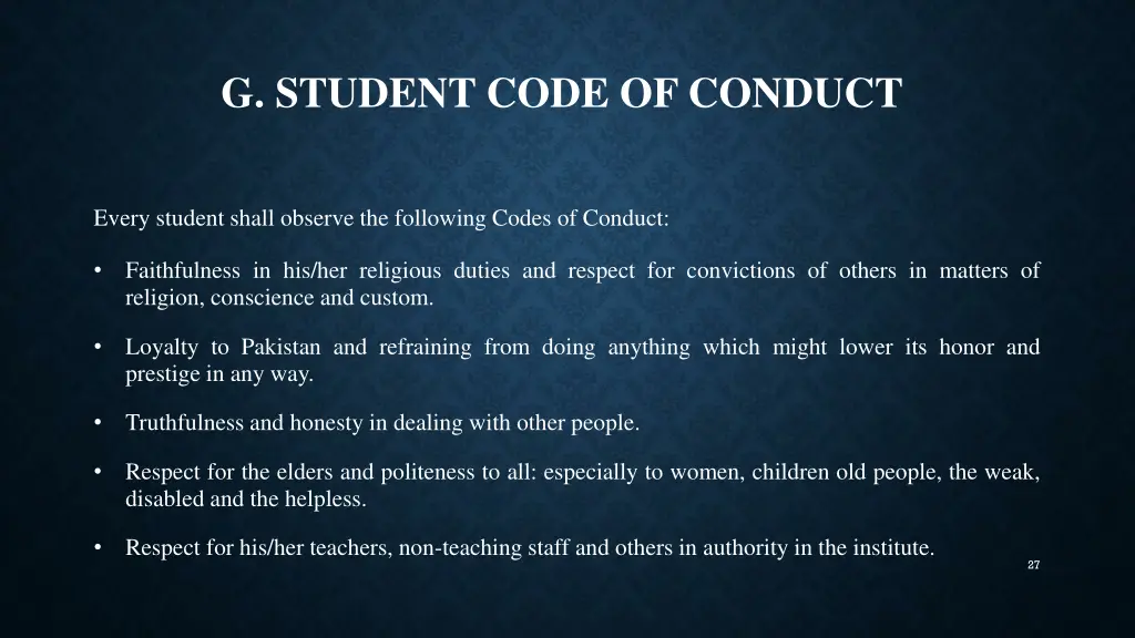 g student code of conduct