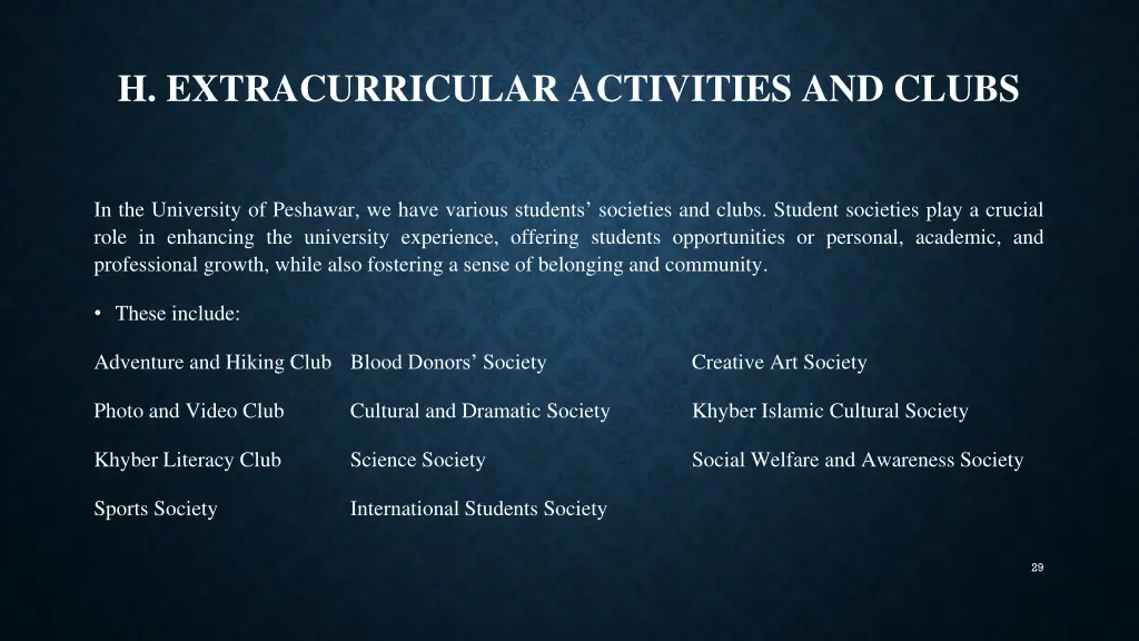 h extracurricular activities and clubs