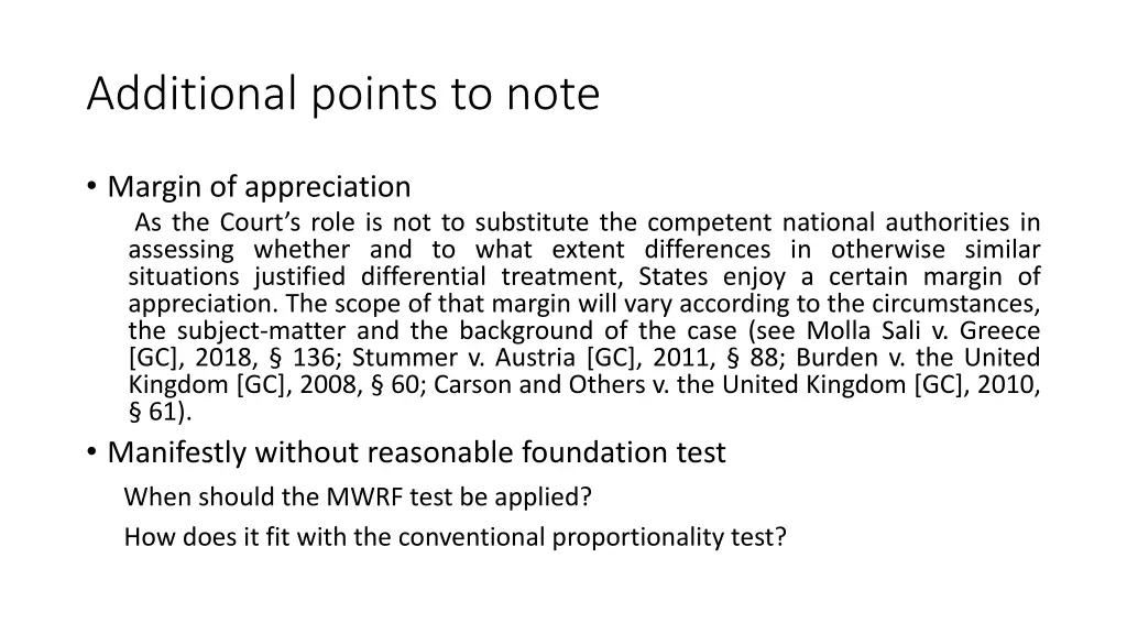 additional points to note