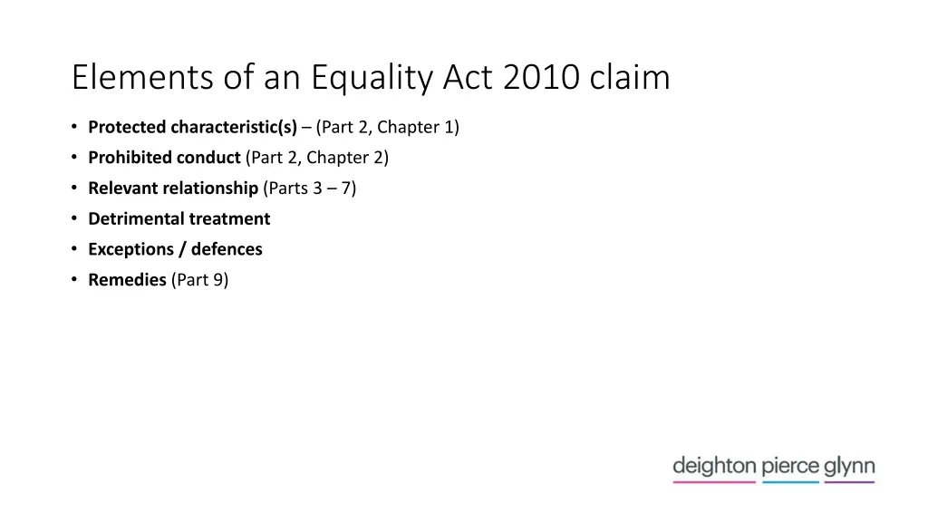 elements of an equality act 2010 claim