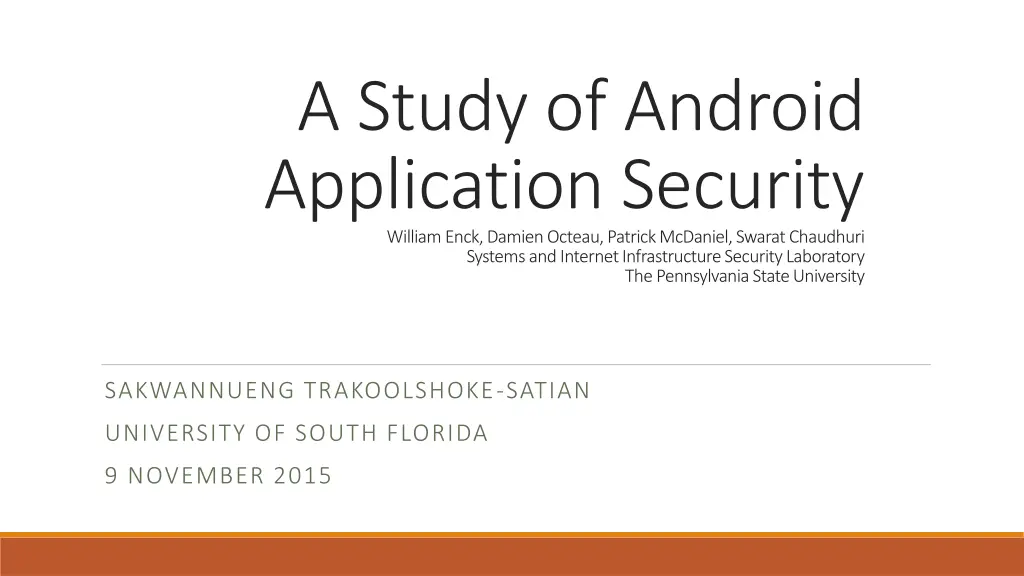 a study of android application security william