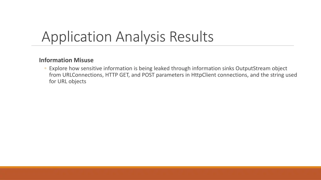 application analysis results