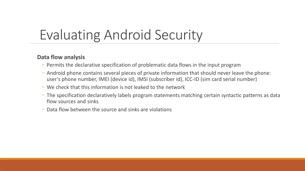 evaluating android security 2