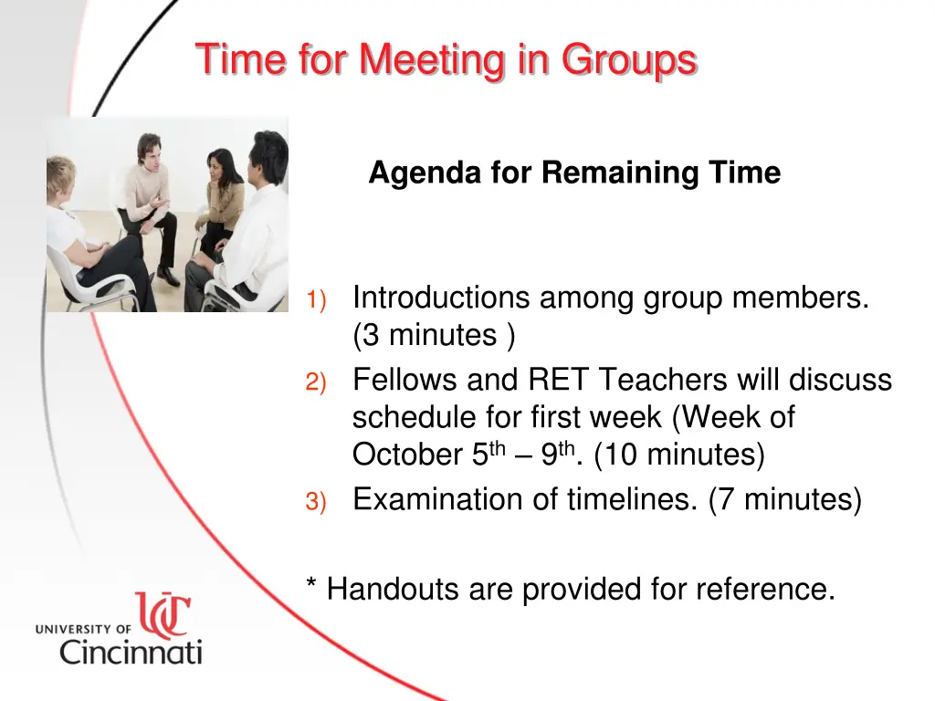 time for meeting in groups