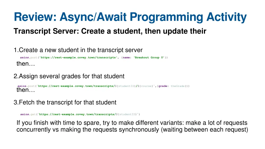 review async await programming activity