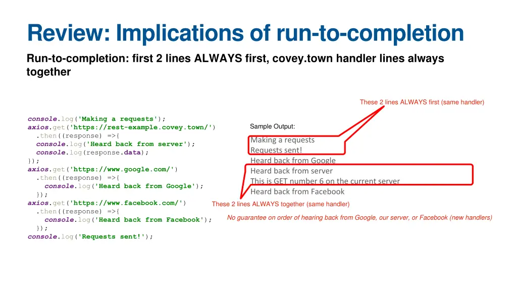 review implications of run to completion