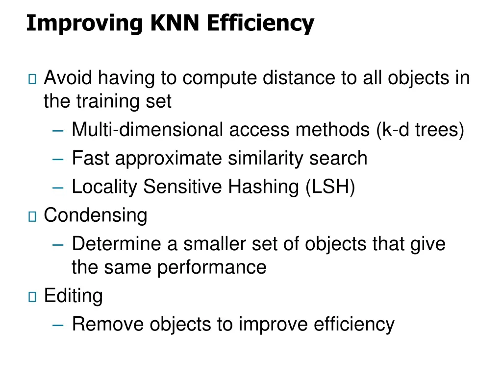 improving knn efficiency