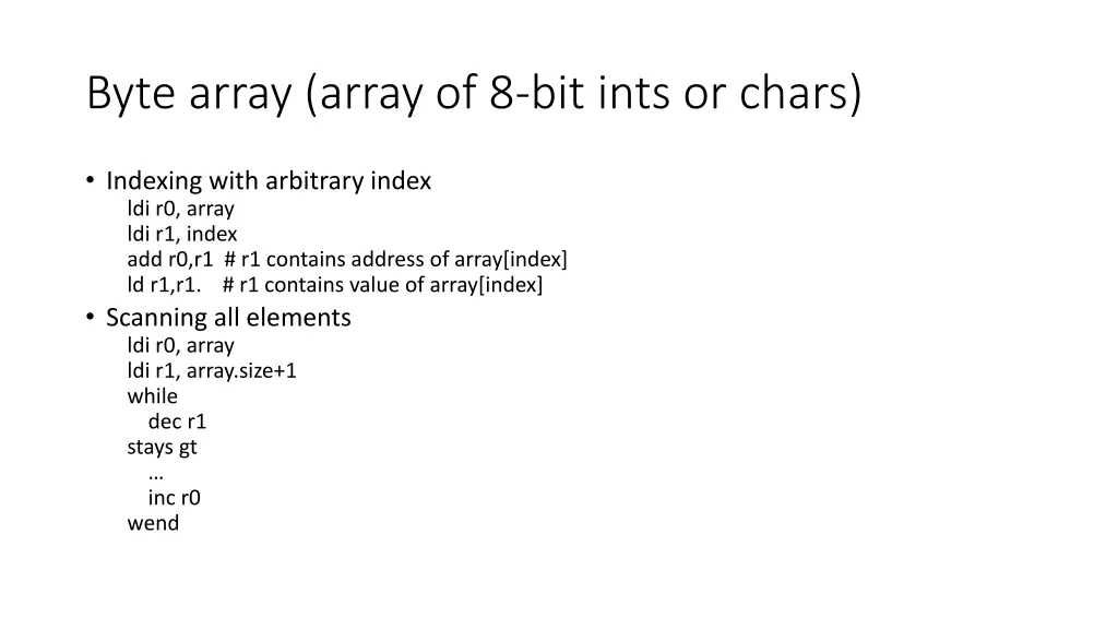 byte array array of 8 bit ints or chars