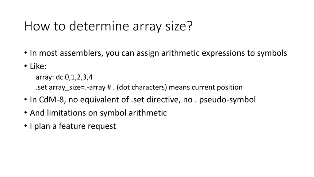 how to determine array size