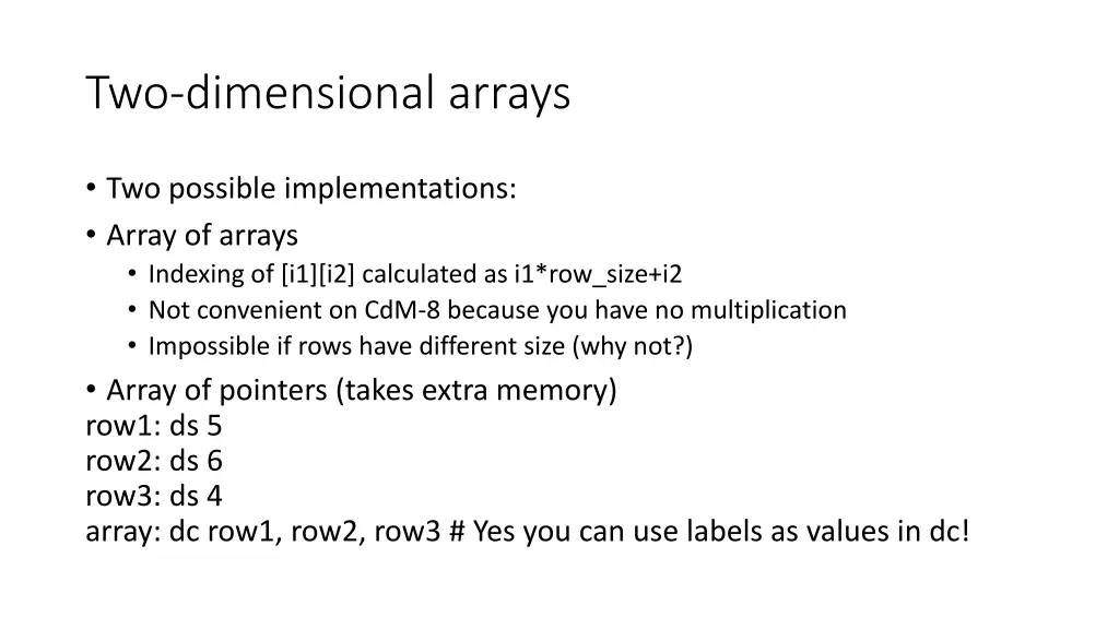 two dimensional arrays