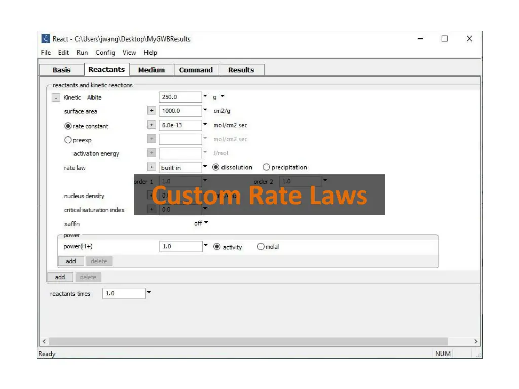 custom rate laws