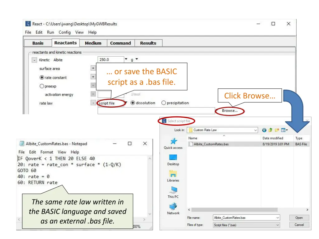 or save the basic script as a bas file