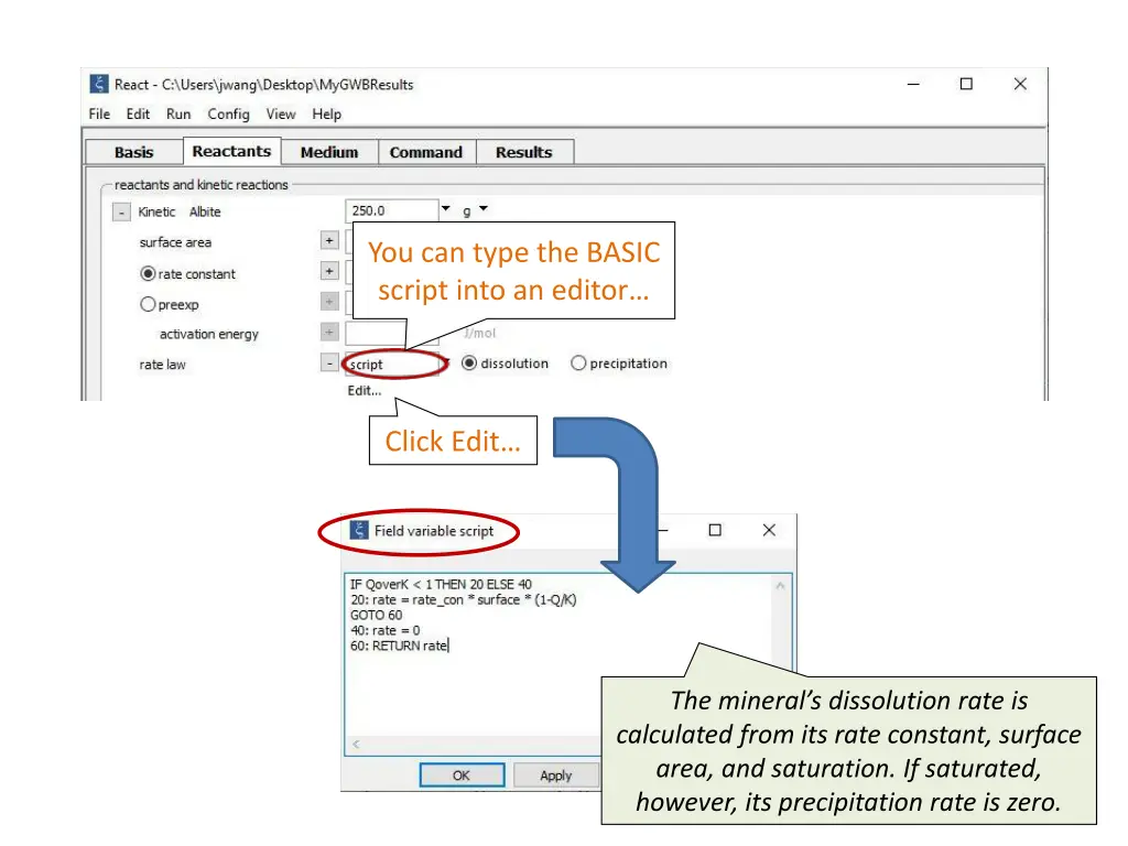 you can type the basic script into an editor