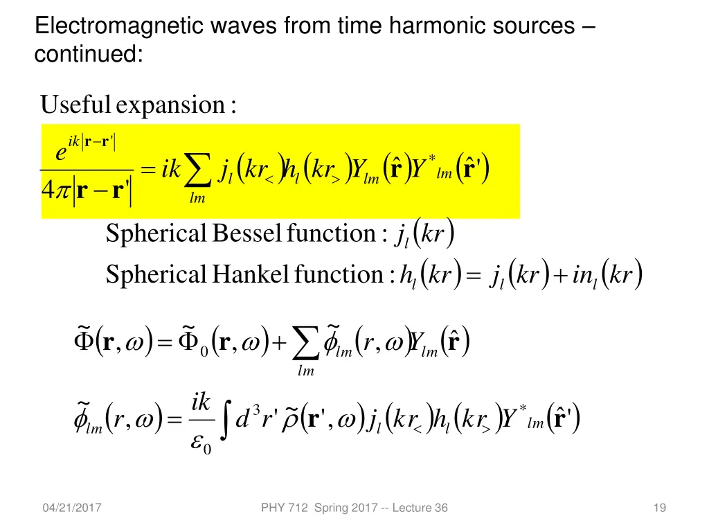 electromagnetic waves from time harmonic sources 2