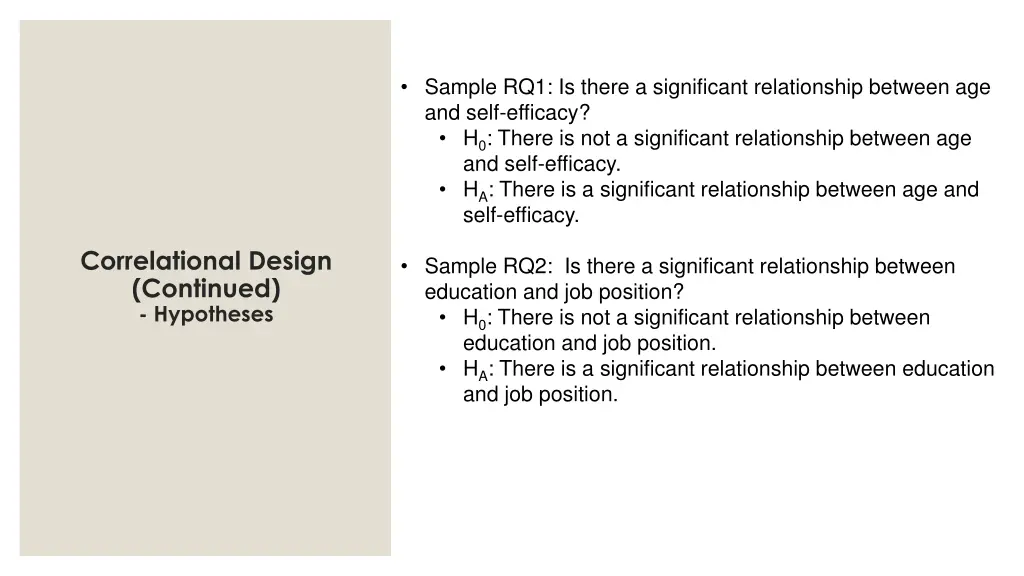sample rq1 is there a significant relationship