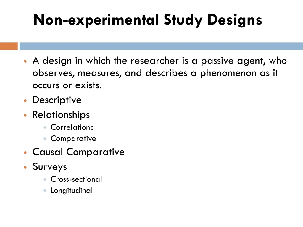 non experimental study designs