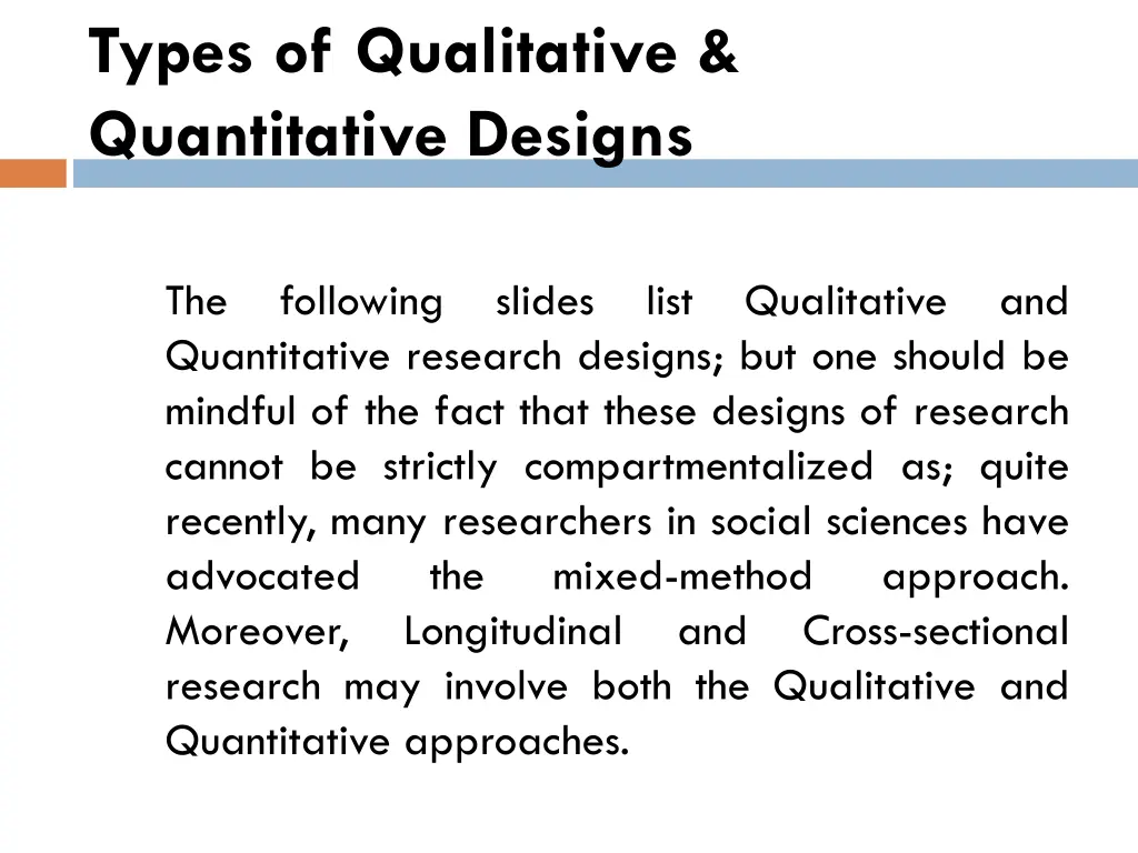 types of qualitative quantitative designs