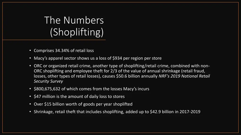 the numbers shoplifting