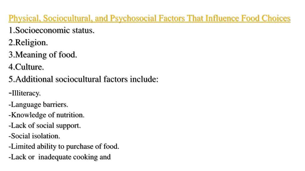 physical sociocultural and psychosocial factors