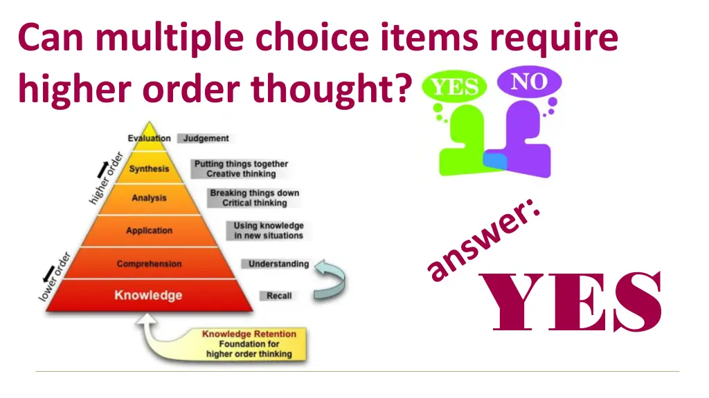 can multiple choice items require higher order