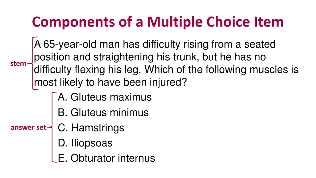 components of a multiple choice item