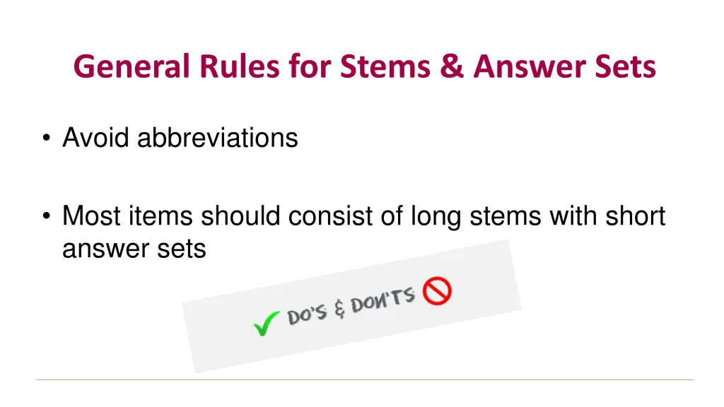 general rules for stems answer sets
