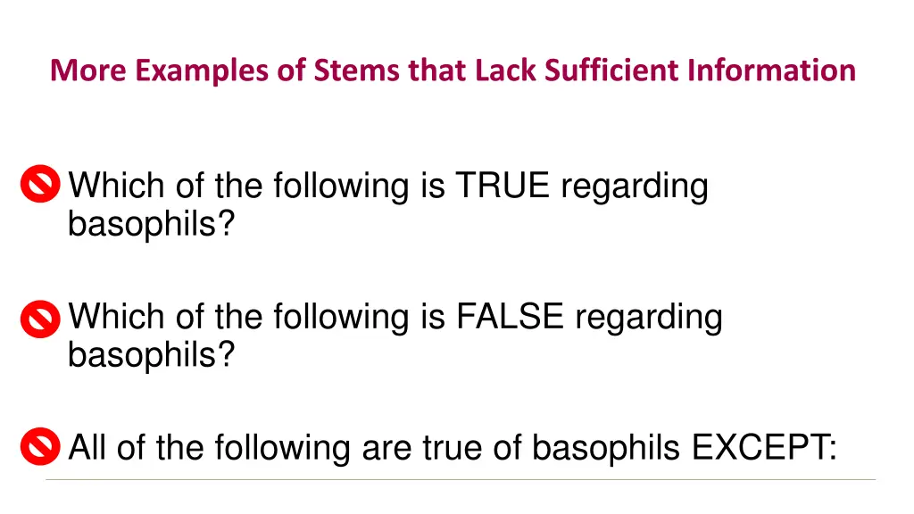 more examples of stems that lack sufficient