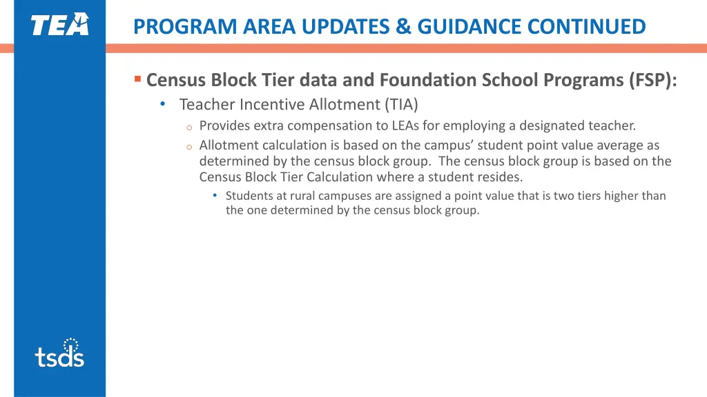 program area updates guidance continued