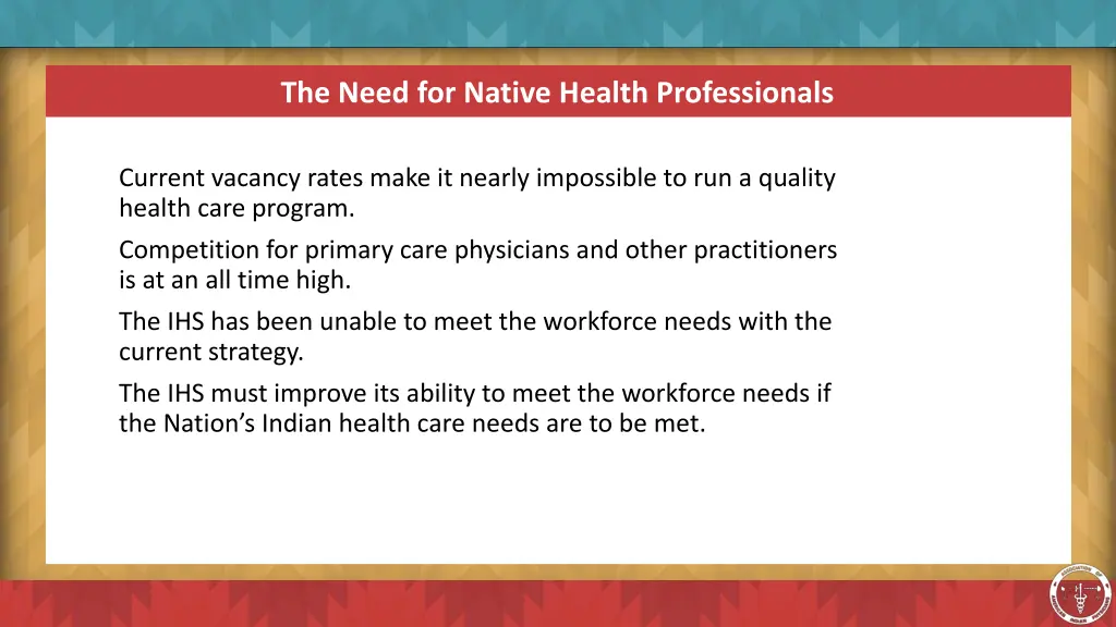 the need for native health professionals 1