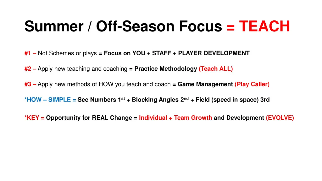summer off season focus teach