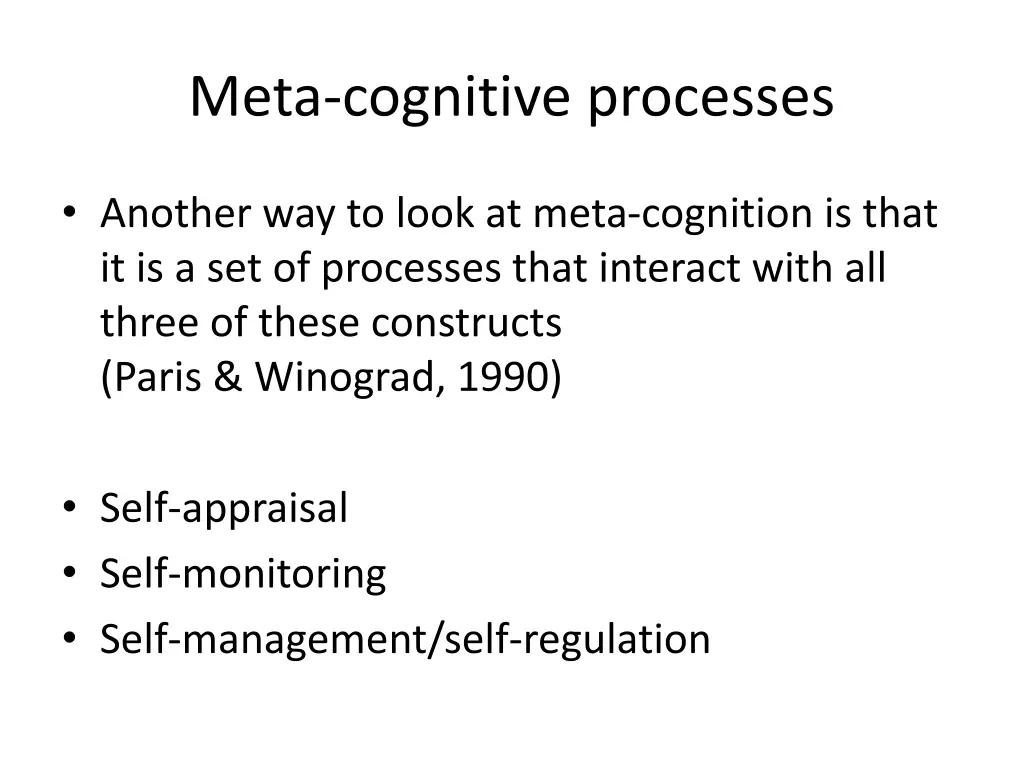 meta cognitive processes