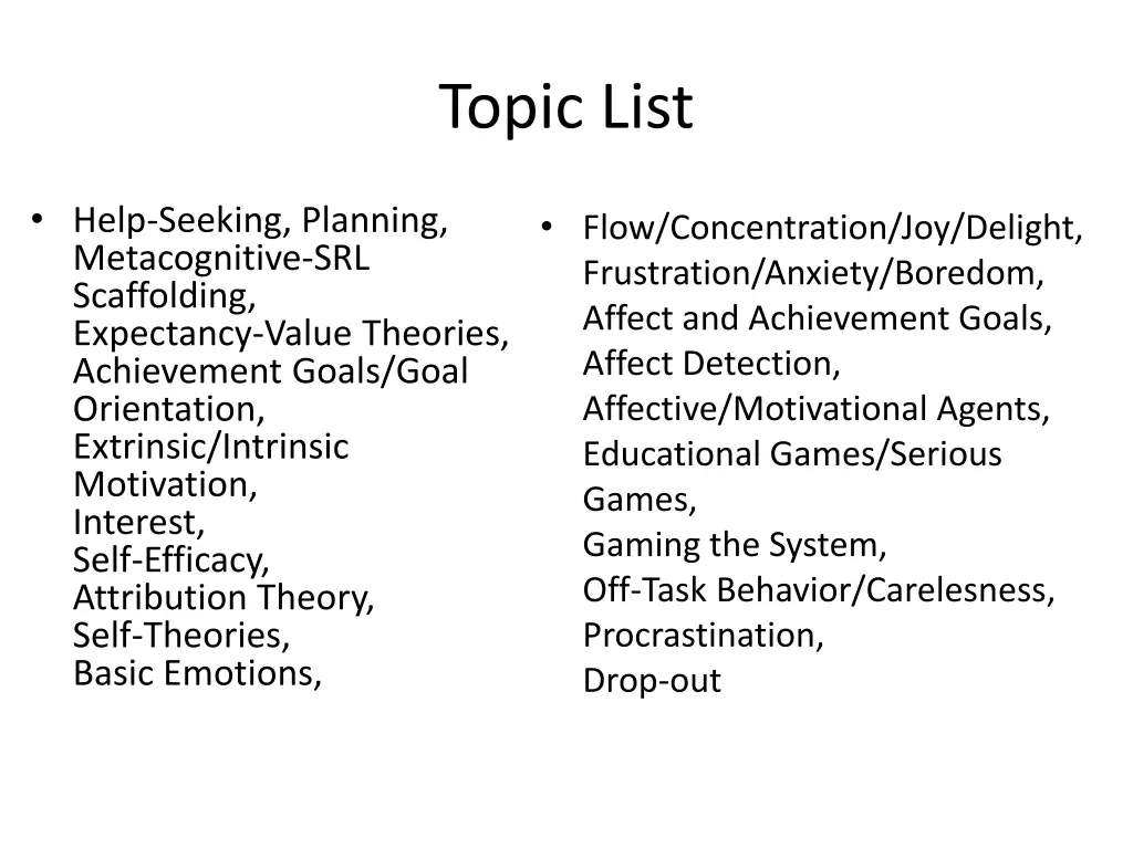 topic list