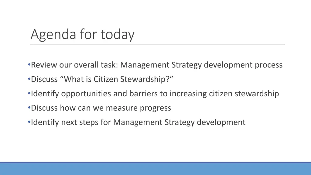 agenda for today