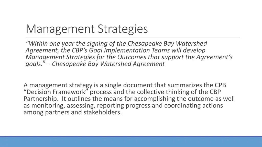 management strategies